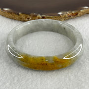 Type A Green Wuji Grey with Yellow Patches Jadeite Oval Bangle Internal Diameter 55.7mm 50.82g 12.7 by 7.7mm ( Slight External Line ) - Huangs Jadeite and Jewelry Pte Ltd