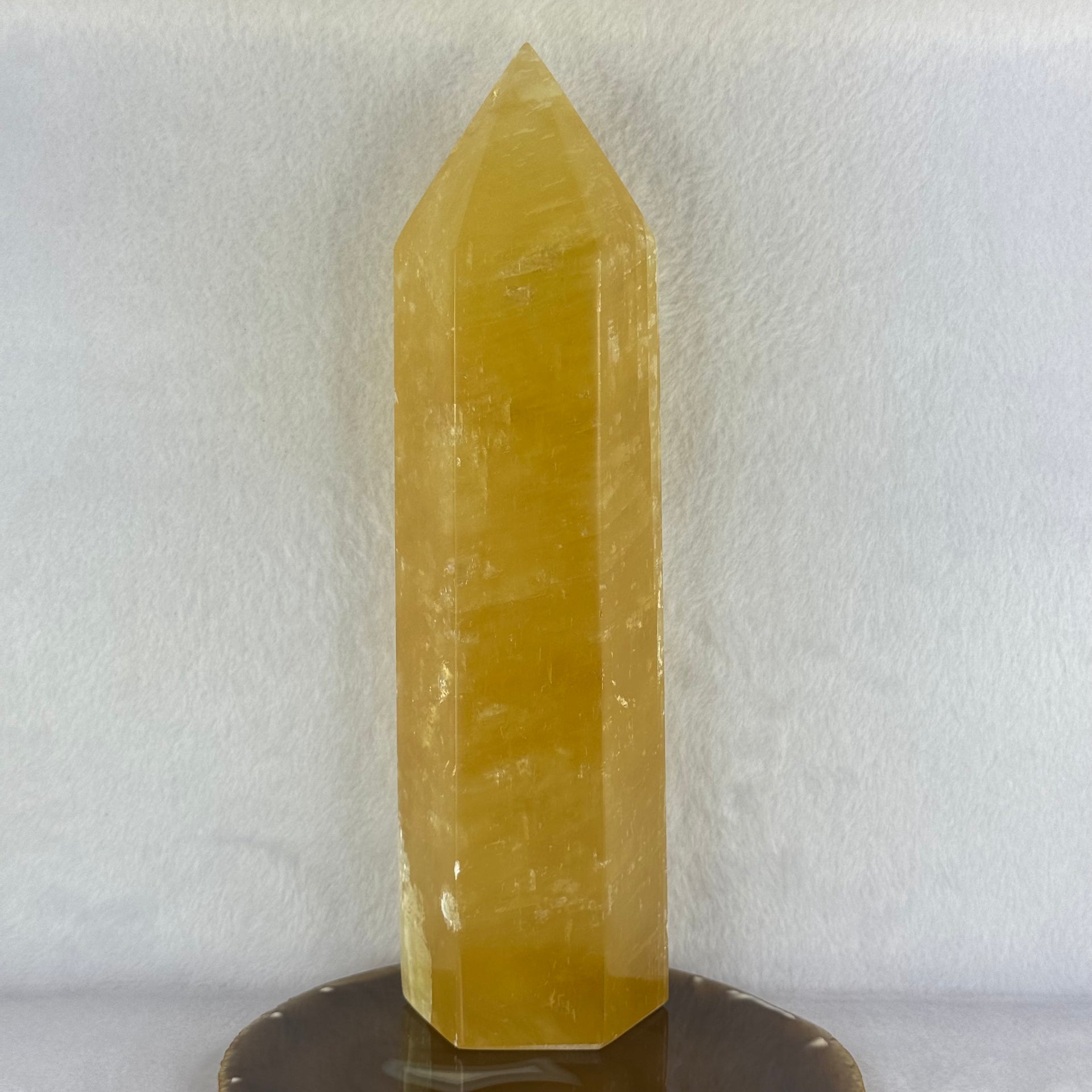 Natural Yellow Calcite Tower Display 1,926.4g 245.0 by 74.0 by 65.0mm - Huangs Jadeite and Jewelry Pte Ltd