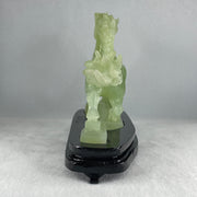 Natural Light Green Serpentine Victory Horse with Wooden Stand Display 1,274.6g 255.0 by 90.0 by 183.0mm - Huangs Jadeite and Jewelry Pte Ltd