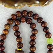 Natural Hainan Dalbergia Rosewood Beads Necklace 天然海南黄花梨手链 26.03g 10.1mm 40 Beads 17.2 by 15.1 mm 1 Om Mani Padme Hum Lulutong - Huangs Jadeite and Jewelry Pte Ltd