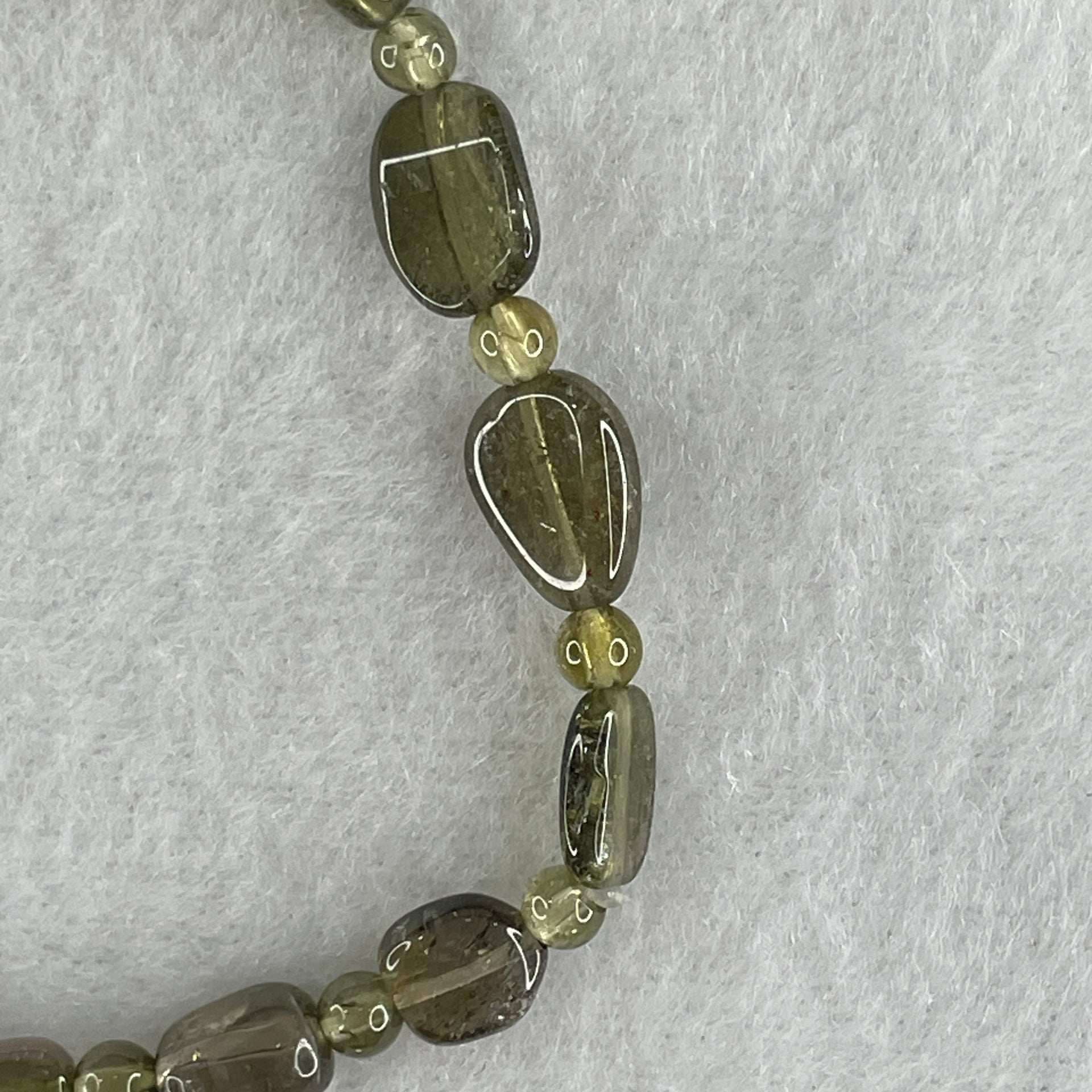 Good Grade Natural Green Tourmaline Crystal Barrel Bracelet 7.15g 16cm 8.0mm 15Beads - Huangs Jadeite and Jewelry Pte Ltd