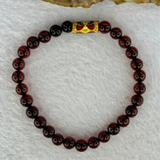 Natural Dark Red Blood Amber Beads Bracelet 天然血珀手链 4.85g 15.5cm 6.3mm 28 Beads - Huangs Jadeite and Jewelry Pte Ltd