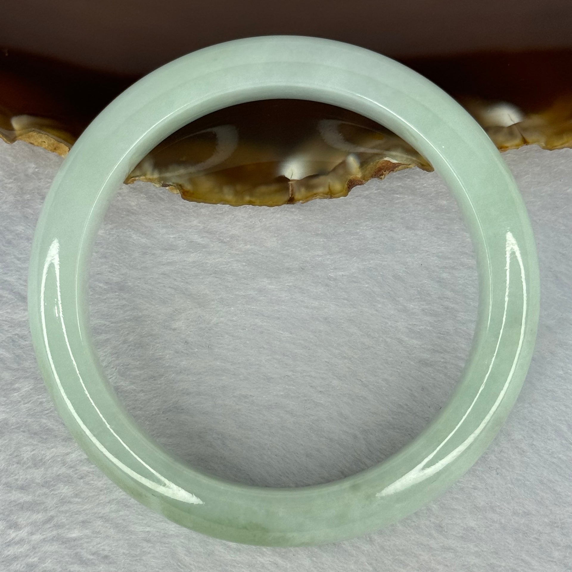Type A Light Green Jadeite Bangle Internal Diameter 57.2mm 67.19g 14.0 by 8.9mm (Slight Internal Line) - Huangs Jadeite and Jewelry Pte Ltd