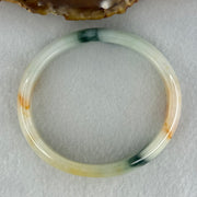 Type A Light Green with Blueish Green and Yellow Jadeite Oval Bangle Internal Diameter 55.8mm 36.00g 12.4 by 5.7mm (Slight Difference External Line) - Huangs Jadeite and Jewelry Pte Ltd