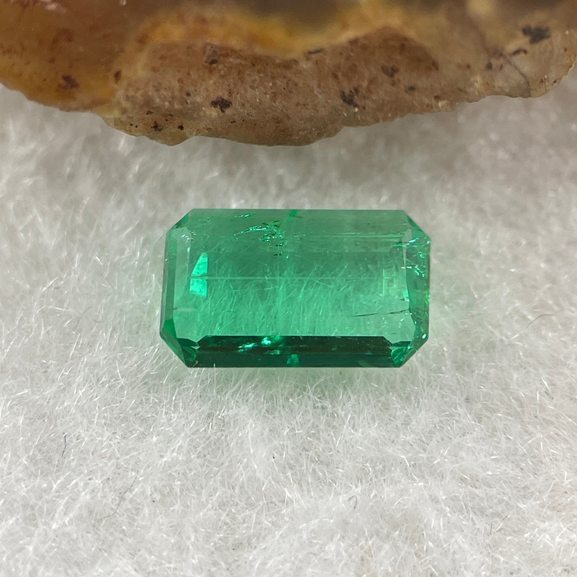 Natural Colombia Vivid Green Emerald (Beryl) Cut-Cornered Rectangular Step cut 0.93ct 8.4 by 5.5 by 2.3mm - Huangs Jadeite and Jewelry Pte Ltd