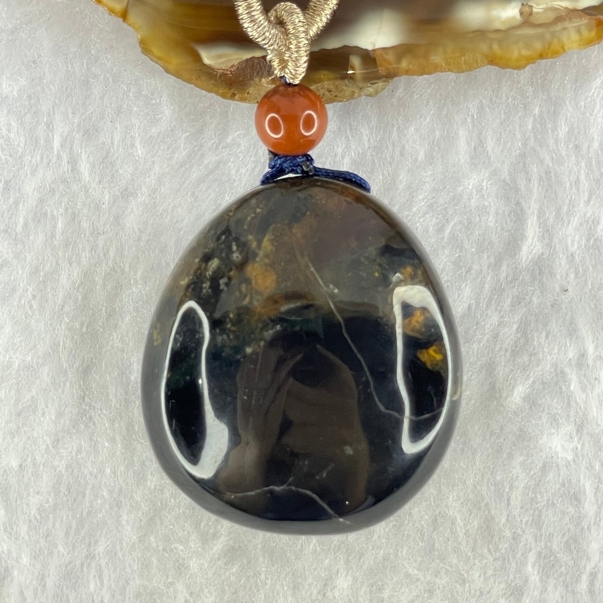 Natural Medicine Flower Amber Pendant 16.72g 36.2 by 32.5 by 17.5mm - Huangs Jadeite and Jewelry Pte Ltd