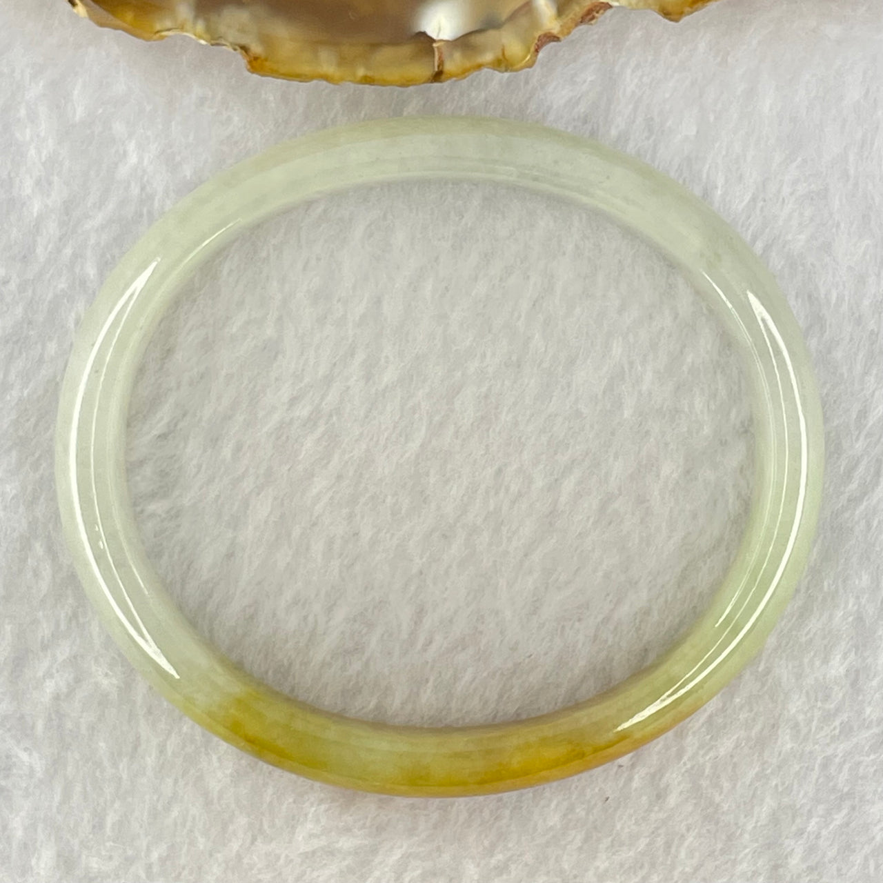 Type A Semi Icy Faint Green Lavender and Yellow Brown Jadeite Oval Bangle Internal Diameter 55.9mm 27.70g 9.9 by 5.9mm - Huangs Jadeite and Jewelry Pte Ltd