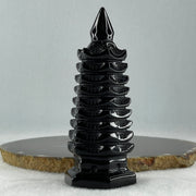 Black Obsidian Pagoda Display 185.6g 40.0 by 45.0 by 111.0mm - Huangs Jadeite and Jewelry Pte Ltd