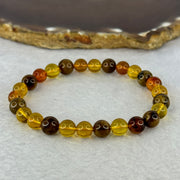 Natural Mixed Color Amber Beads Bracelet 天然琥珀手链 4.58g 15cm 7.0mm 26 Beads - Huangs Jadeite and Jewelry Pte Ltd