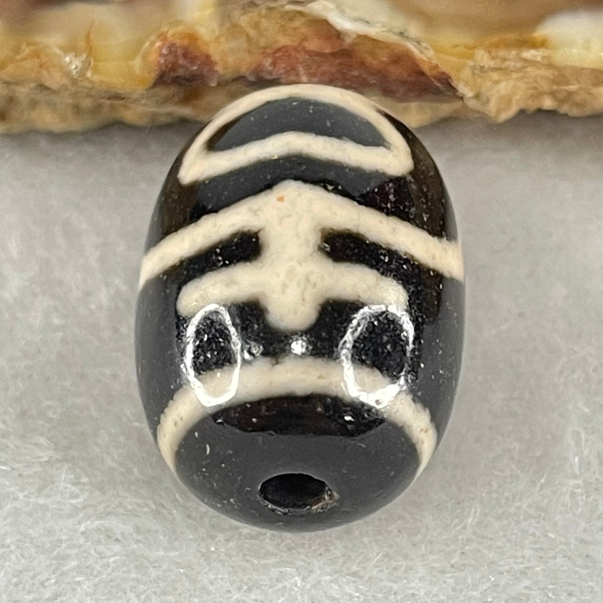 Natural Powerful Tibetan Old Oily Agate Double Nectar Vessel Dzi Bead Heavenly Master (Tian Zhu) 花蜜容器眼天珠 4.80g 18.2 by 13.2mm - Huangs Jadeite and Jewelry Pte Ltd