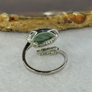 Type A Icy Blueish Jadeite Leaf with Crystals in S925 Sliver Ring (Adjustable Size) 2.60g 12.3 by 7.4 by 2.0mm - Huangs Jadeite and Jewelry Pte Ltd