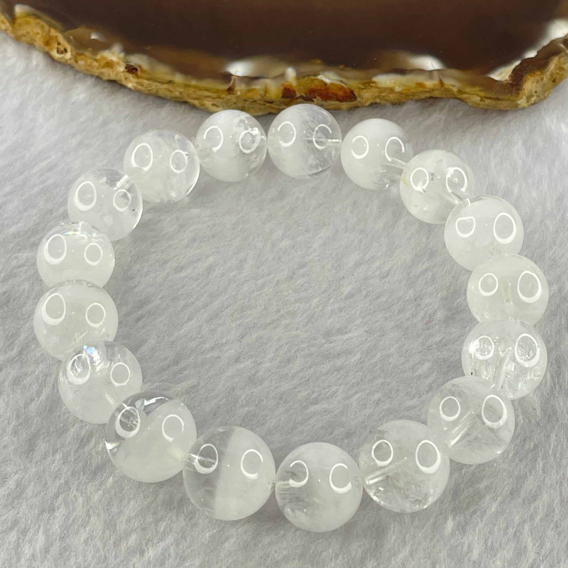 Natural White Phantom Quartz Beads Bracelet 44.82g 12.7mm 17 Beads - Huangs Jadeite and Jewelry Pte Ltd