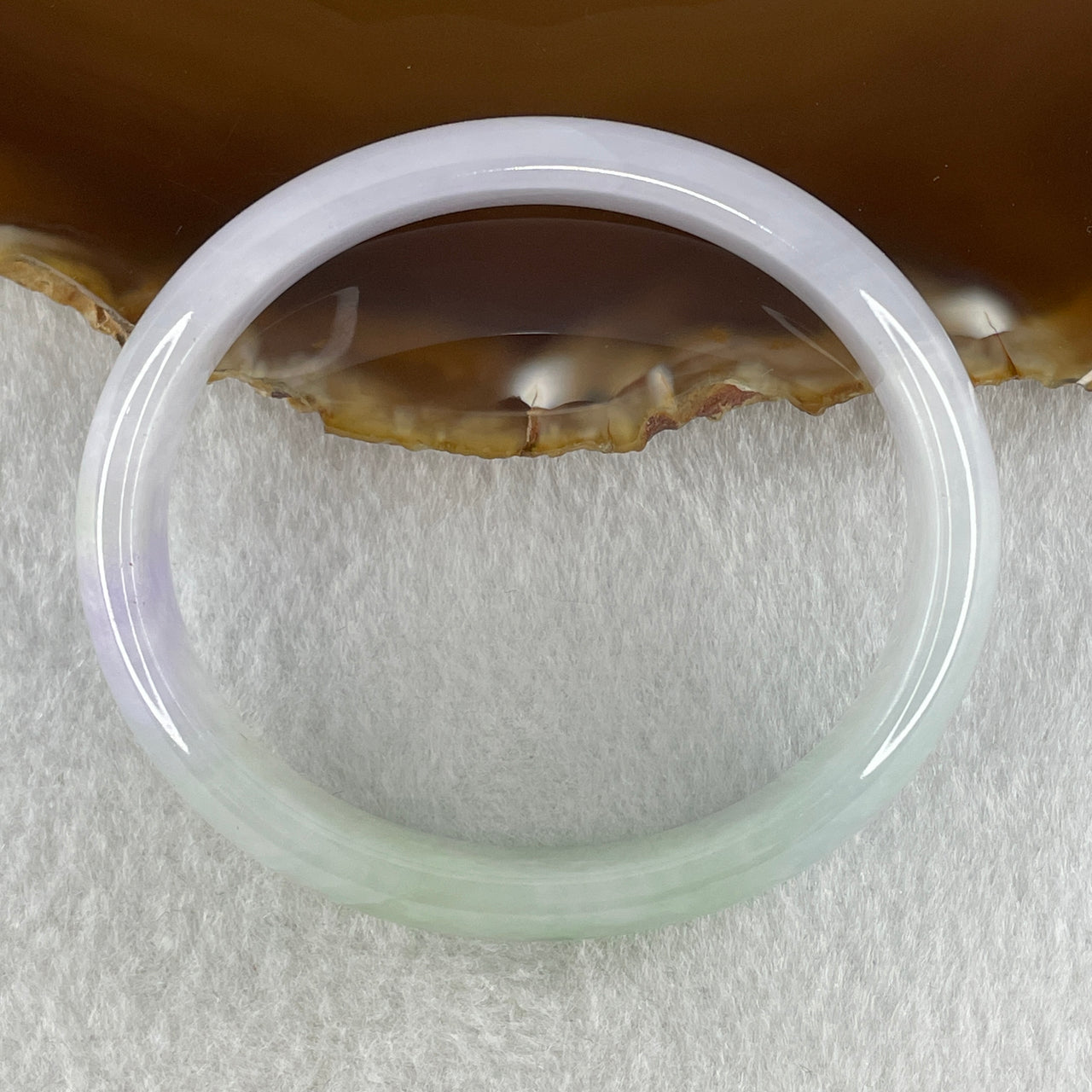 Type A Natural Jelly Lavender Light Green Jadeite Oval Bangle 31.54g Inner Diameter 53.6mm 12.0 by 5.9mm (Internal Lines) - Huangs Jadeite and Jewelry Pte Ltd