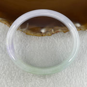 Type A Natural Jelly Lavender Light Green Jadeite Oval Bangle 31.54g Inner Diameter 53.6mm 12.0 by 5.9mm (Internal Lines) - Huangs Jadeite and Jewelry Pte Ltd