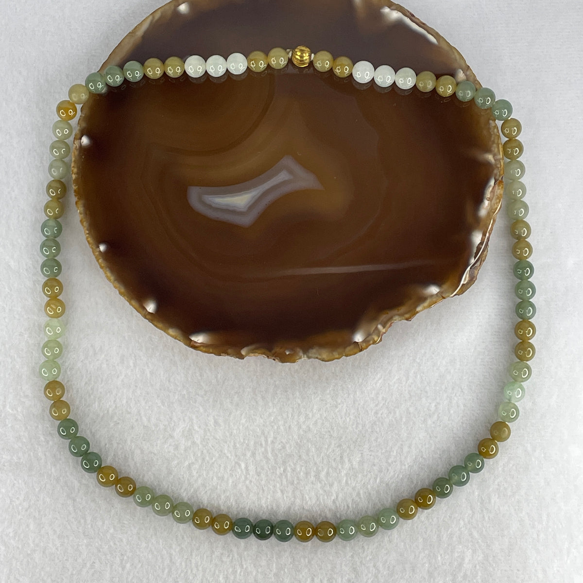 Natural Type A 3-Tone Green & Yellowish Jadeite Beads Necklace | 56cm Strand of 77 Beads 8.0mm (62.72g | Heart & Solar Plexus Harmony, Abundance & Vitality Shield)