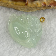 Natural Type A Semi Icy Sky Blue Jadeite Milo Buddha Pendant in 18K Yellow Gold Clasp 4.6g 18.1 by 24.0 by 7.2mm - Huangs Jadeite and Jewelry Pte Ltd
