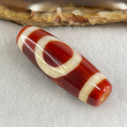 Natural Powerful Tibetan Old Oily Red White Agate One Eye Gold Metal Element Dzi Bead Heavenly Master (Tian Zhu) 一眼金天珠 10.47g 38.2 by 13.4mm - Huangs Jadeite and Jewelry Pte Ltd