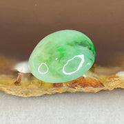 Type A Light Green and Spicy Green Piao Hua Jadeite Cabouchon Stone For Setting 3.88g 17.5 by 14.3 by 8.7mm - Huangs Jadeite and Jewelry Pte Ltd