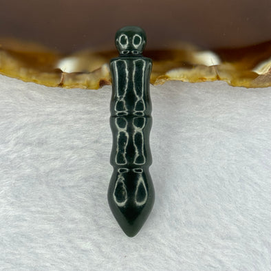 Natural Dark Green Nephrite Calligraphy Brush Pendent for Academic Success 和田玉毛笔牌 8.86g 47.6 by 10.5mm - Huangs Jadeite and Jewelry Pte Ltd