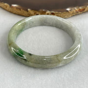 Type A Light Blueish Green with Spicy Green Piao Hua Jadeite Bangle 46.76g Inner Diameter 56.9mm 11.8 by 8.0mm (External Line with Very Slight Internal Lines) - Huangs Jadeite and Jewelry Pte Ltd