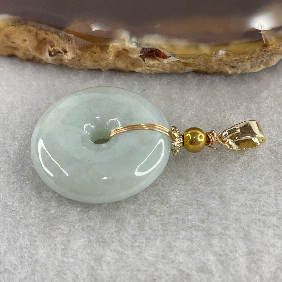 Natural Type A Light Green Jadeite Ping An Kou Pendant | Plump Jade Peace Disc Talisman (6.39g | 21.6 x 6.1mm) - Huangs Jadeite and Jewelry Pte Ltd
