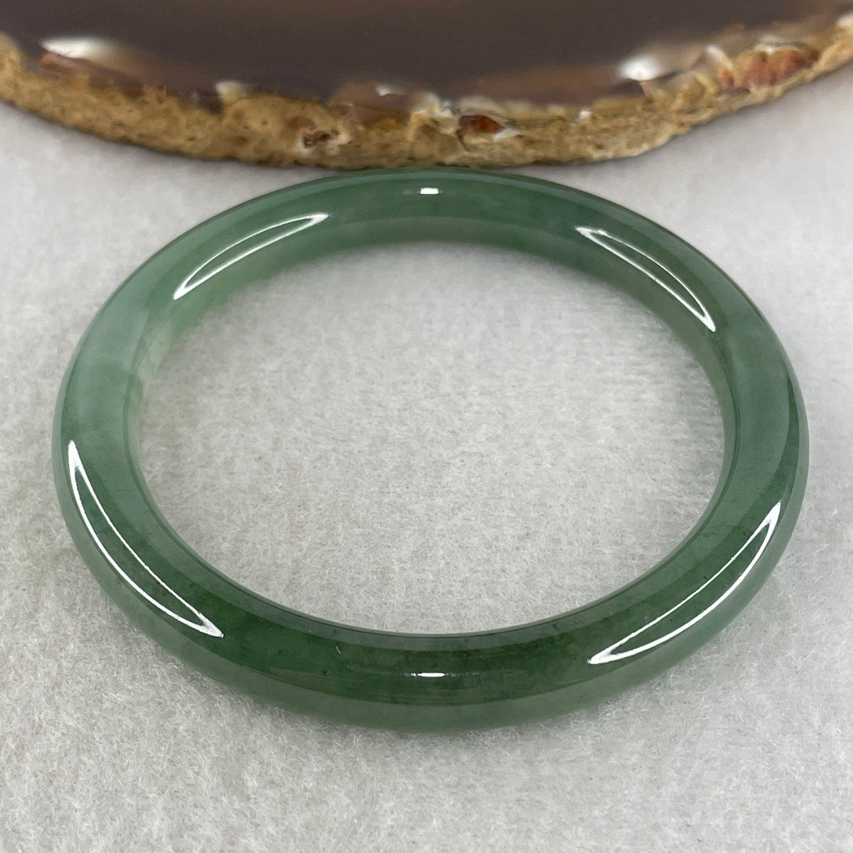 Certified Natural Type A Jelly Dark Blueish Green Jadeite Full Round Bangle | 52.0mm Inner Diameter (27.37g | 7.5x7.4mm | Throat & Heart Chakra Harmony, Serene Focus & Protection Shield)(Very Very Slight Internal Line) - Huangs Jadeite and Jewelry Pte Ltd