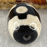 Natural Powerful Tibetan Old Oily Dark Brown With White Agate 3 Eyes Dzi Bead Heavenly Master (Tian Zhu) 三眼天诛 4.90g 17.8 by 13.5mm - Huangs Jadeite and Jewelry Pte Ltd
