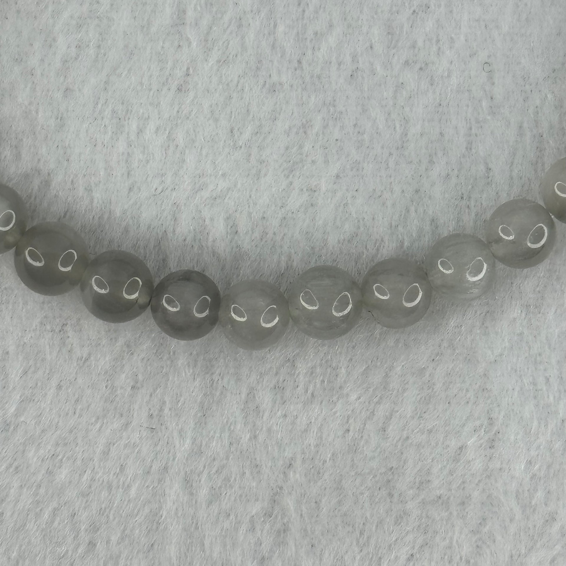 Natural Grey Rabbit Hair Beads Bracelet 9.59g 15.5cm 6.3mm 30 Beads - Huangs Jadeite and Jewelry Pte Ltd