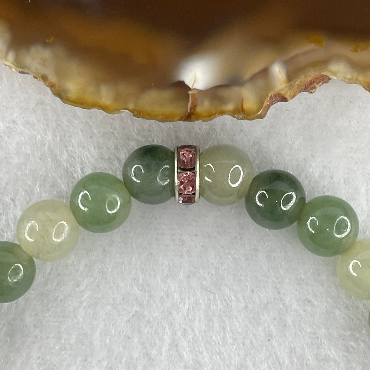 Natural Type A Semi-Icy Light Green Jadeite Bracelet | 16cm Tailored 7.2mm Round Genuine Multi-Tone Green Jade Bead Wrist Stacker (16.97g, 27 Beads)