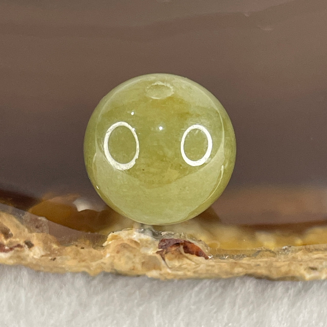 Natural Type A Yellowish Green Jadeite Bead Charm 4.15g 13.9mm - Huangs Jadeite and Jewelry Pte Ltd