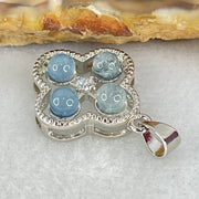 Above Average Grade Rare Natural Blue Dumortierite Rutilated Quartz in S925 Four Leaf Clover Pendant 2.21g 4.0mm 4pcs - Huangs Jadeite and Jewelry Pte Ltd