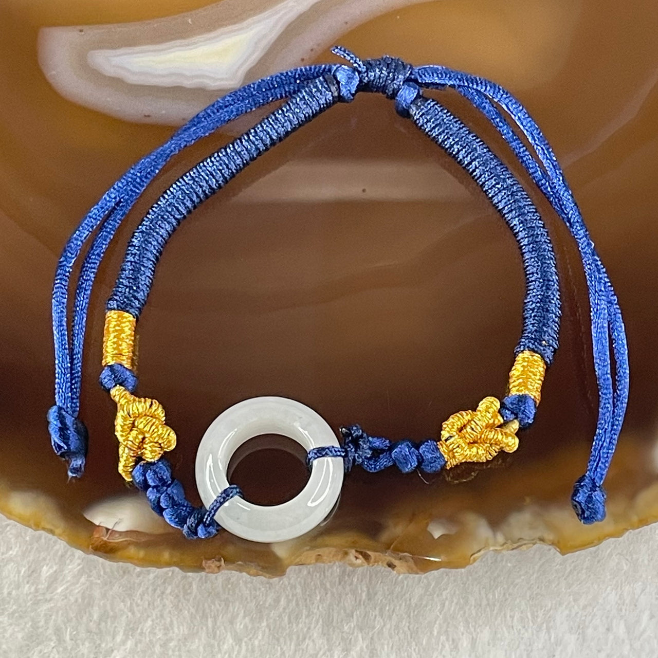 Type A Faint Lavender Jadeite Ping An Kou String Bracelet 3.21g 1.51 by 6.7mm - Huangs Jadeite and Jewelry Pte Ltd