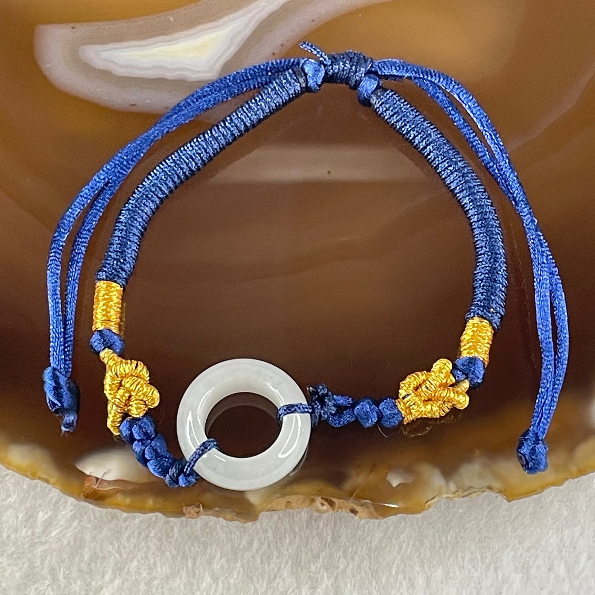 Type A Faint Lavender Jadeite Ping An Kou String Bracelet 3.21g 1.51 by 6.7mm - Huangs Jadeite and Jewelry Pte Ltd