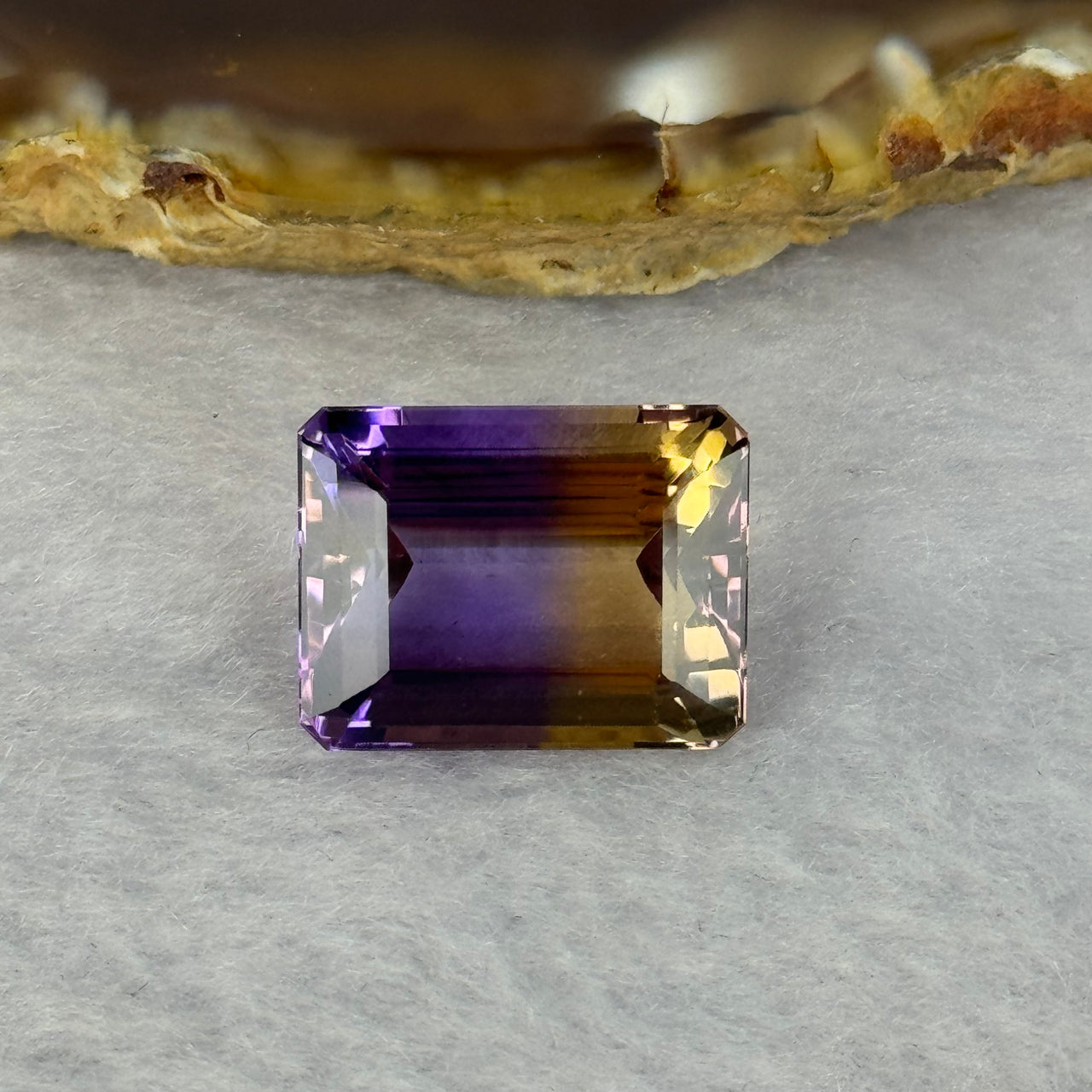 Natural Faceted Ametrine Parallelogram Shape 14.71ct 16.3 by 12.6 by 9.2mm - Huangs Jadeite and Jewelry Pte Ltd