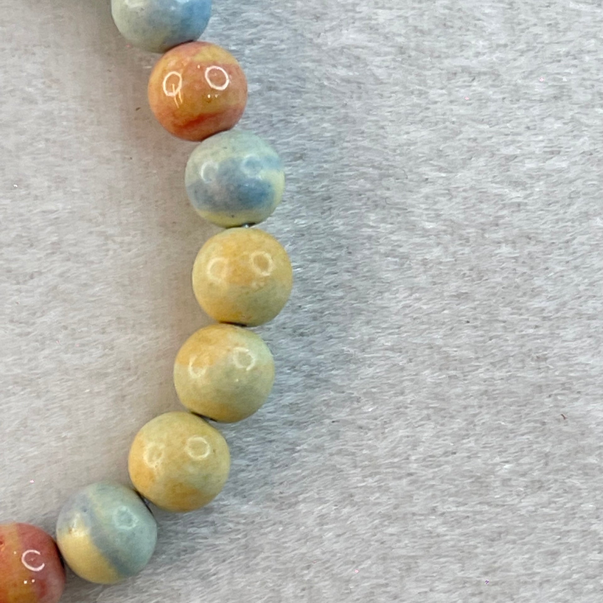 Natural Rainbow Gobi Agate Beads Bracelet 14.70g 15cm 7.9mm 23 Beads - Huangs Jadeite and Jewelry Pte Ltd