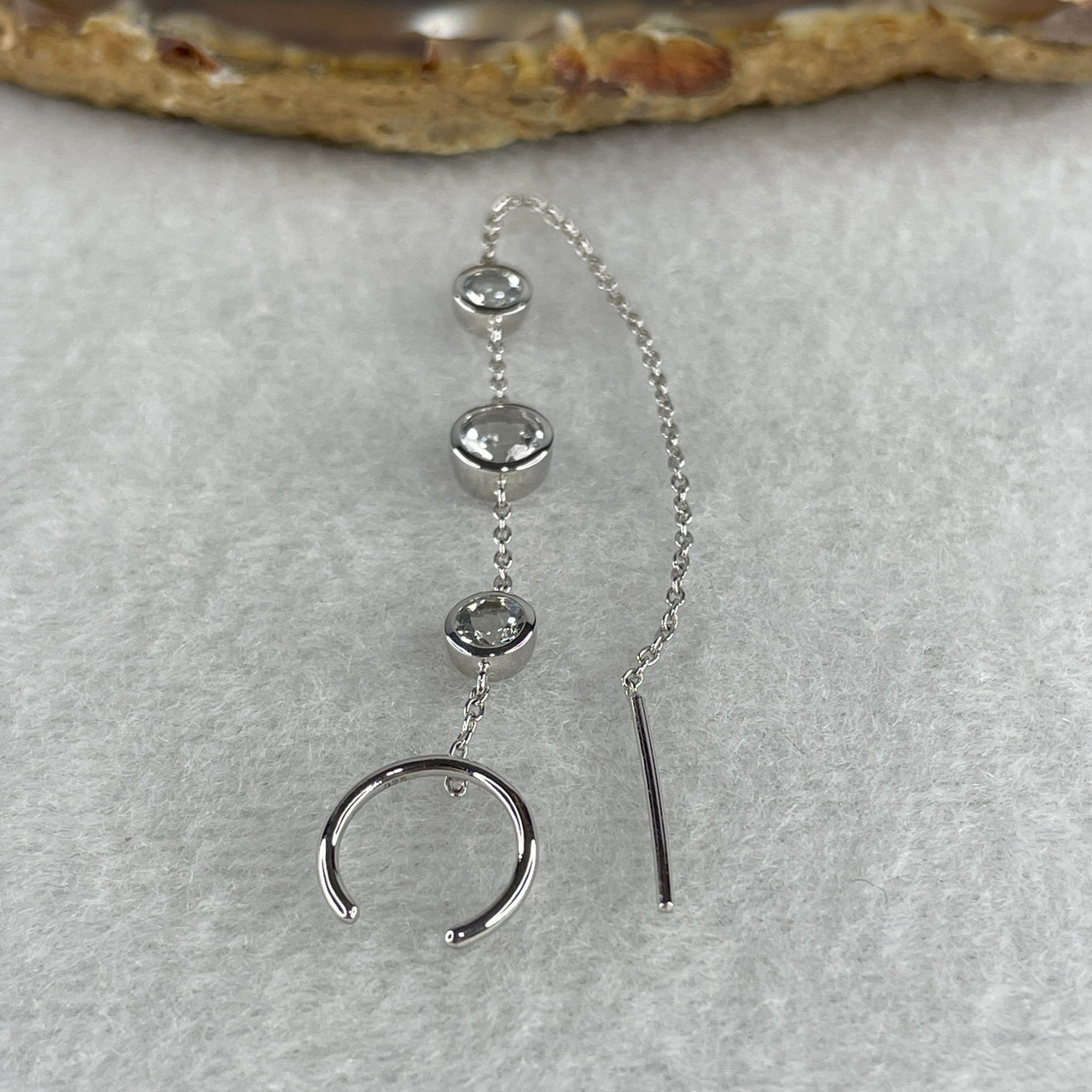 Dainty Moissanite Multi-Stone Drop Earring - S925 Sterling Silver - 1.93g Round Brilliant Cut Diamond Simulant Single Dangle - D Color Sparkle 6.4x3.6mm 1 pc 5.3x2.8mm 2 pc