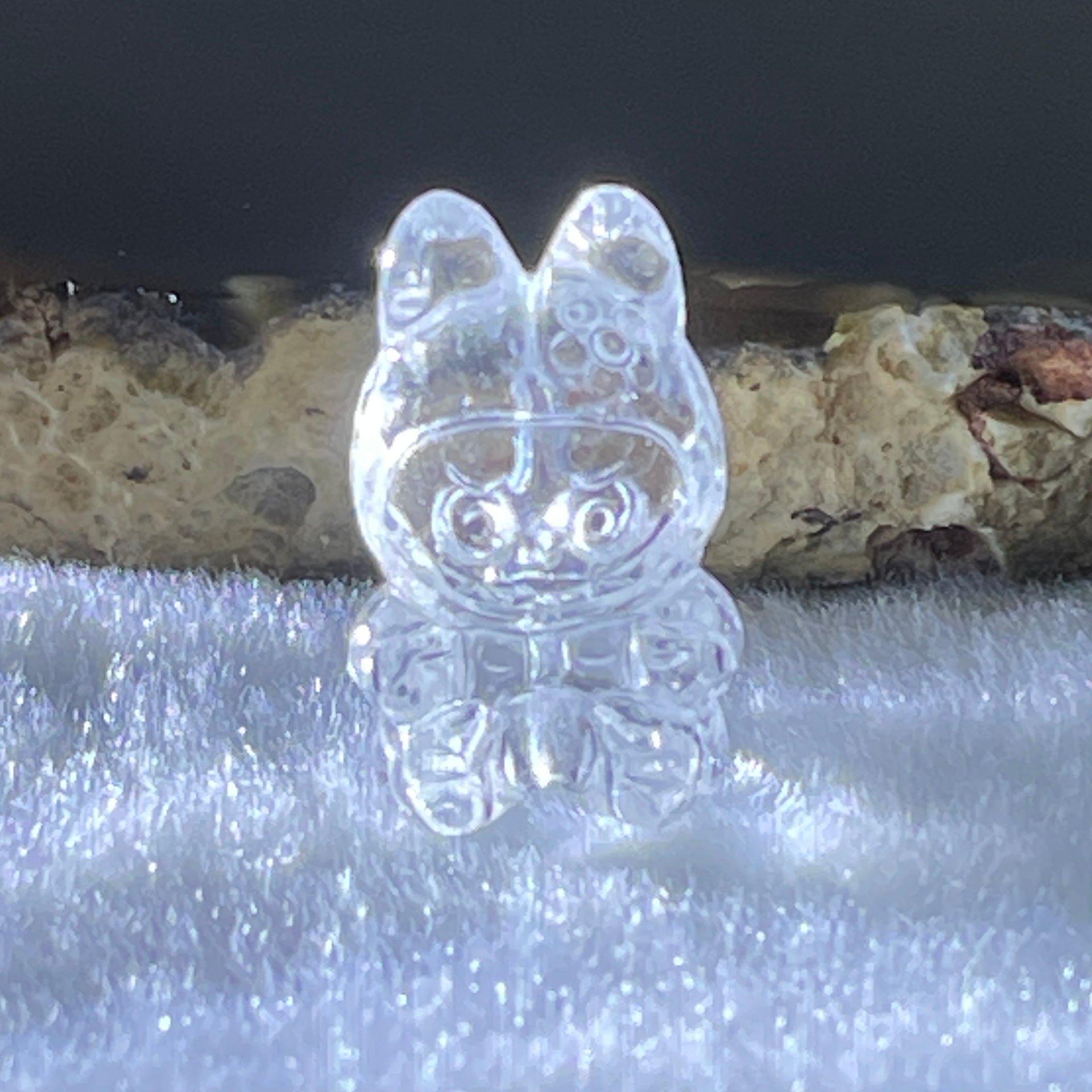 Natural Clear Quartz Labubu Charm Display 3.53g 19.4 by 12.1 by 11.0mm - Huangs Jadeite and Jewelry Pte Ltd