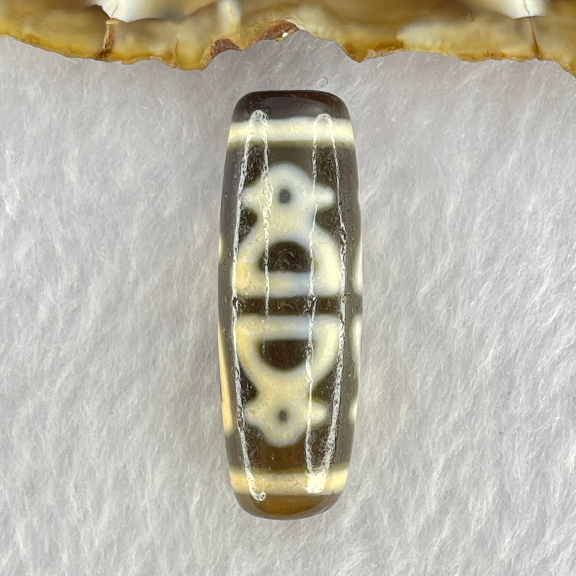 Natural Powerful Tibetan Old Oily Agate 5 Cai Shen Dzi Bead Heavenly Master (Tian Zhu) 9.29g 36.9 by 12.5mm - Huangs Jadeite and Jewelry Pte Ltd