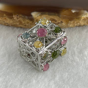 Natural Tourmaline Crystal in S925 Sliver Box Shape Pendant 5.08g 3.9 by 1.5mm - Huangs Jadeite and Jewelry Pte Ltd