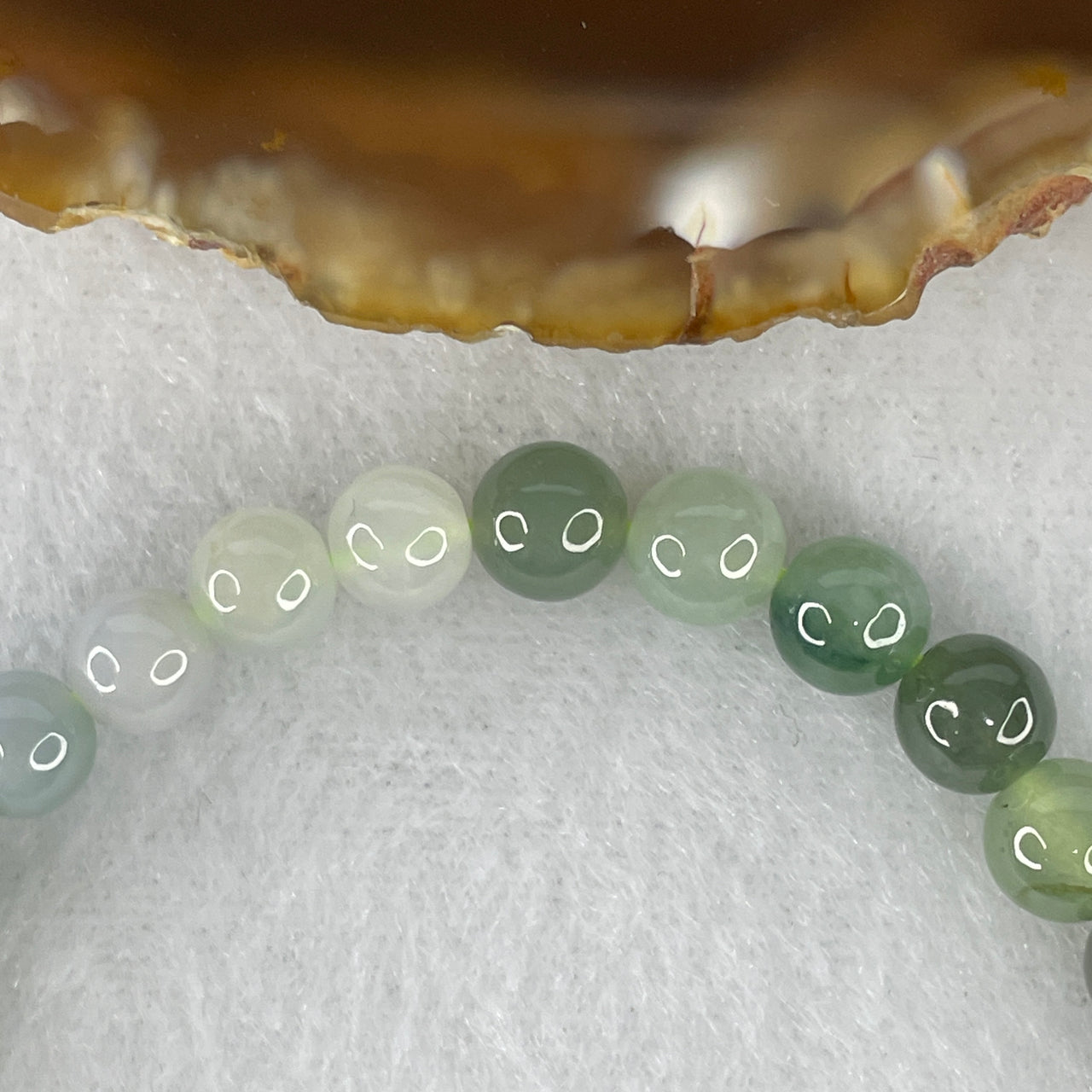 Natural Type A Multi-Color Jadeite Beads Bracelet | 17cm Semi-Icy Lavender Green Blueish Green White Yellow 6.4mm Jade Bracelet (13.24g 33 Beads)