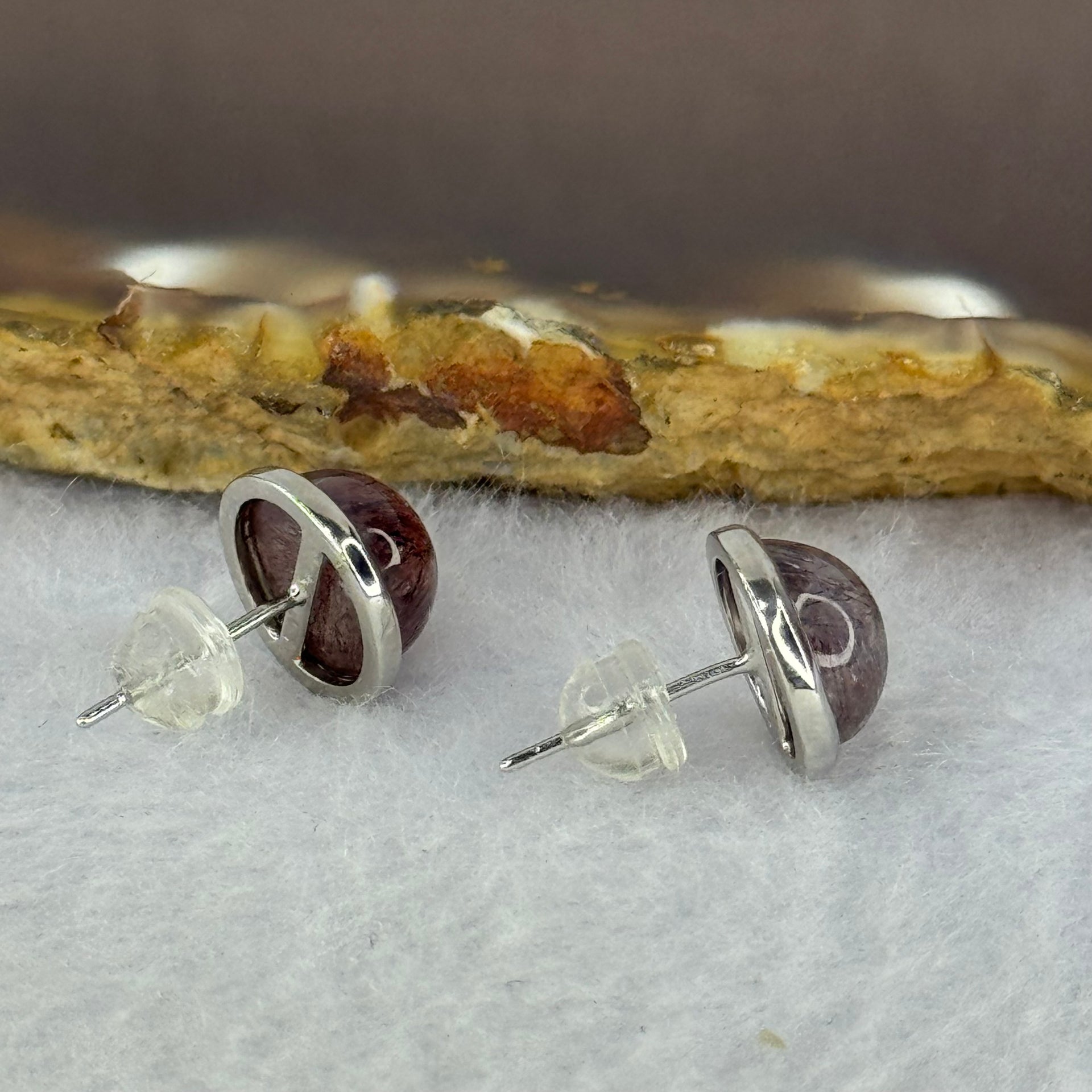 Good Grade Natural Super 7 S925 Silver Earrings 2.28g 8.6 by 5.0mm - Huangs Jadeite and Jewelry Pte Ltd