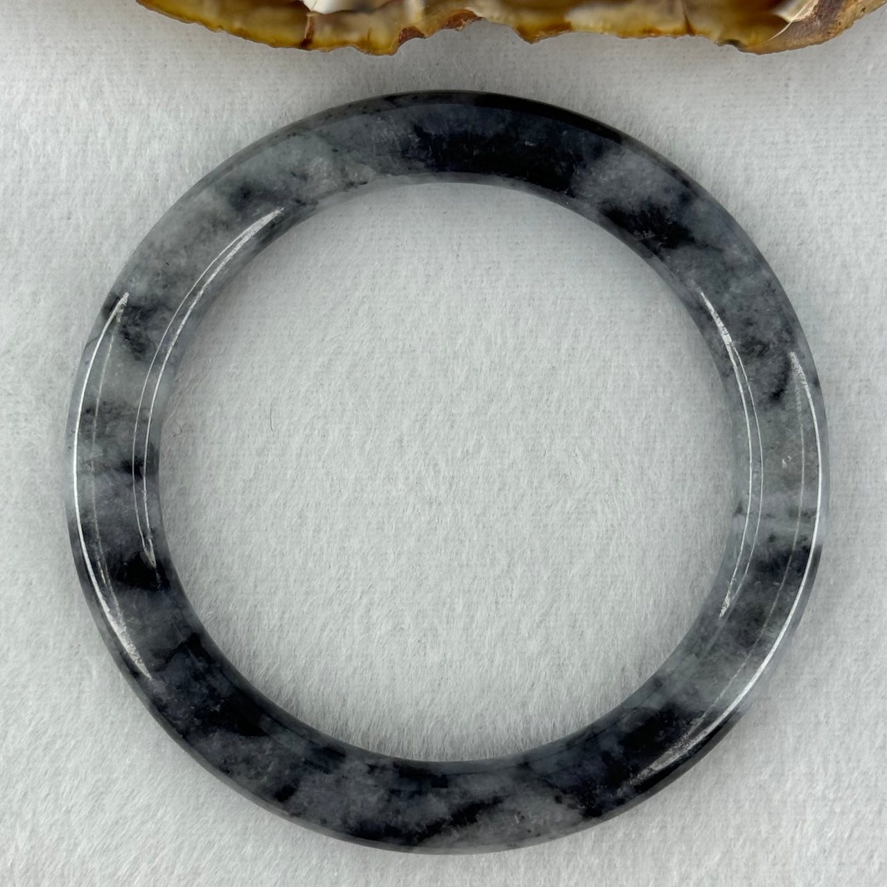 Type A Wuji Grey Black Piao Hua Jadeite Bangle Internal Diameter 55.4mm 39.68g 7.9 by 9.4mm (Slight Internal Lines) - Huangs Jadeite and Jewelry Pte Ltd