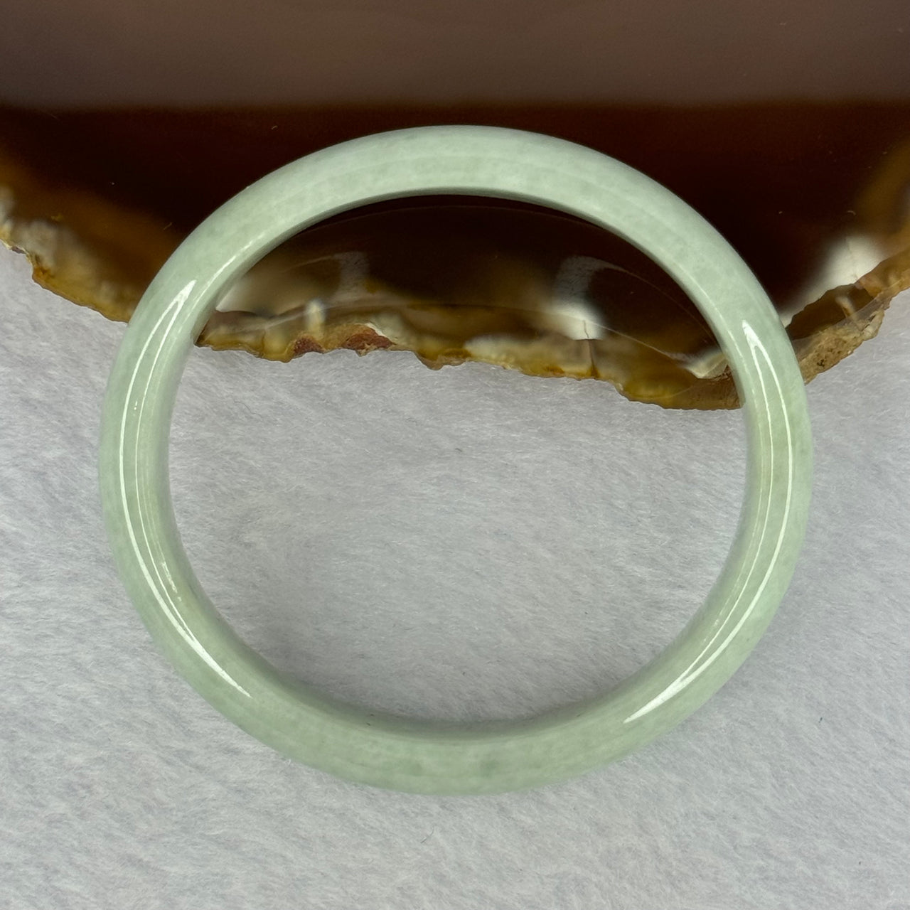 Type A Light Green Jadeite Oval Bangle 32.96g Internal Diameter 51.4mm 13.1 by 6.9mm (Very Slight External Rough) - Huangs Jadeite and Jewelry Pte Ltd