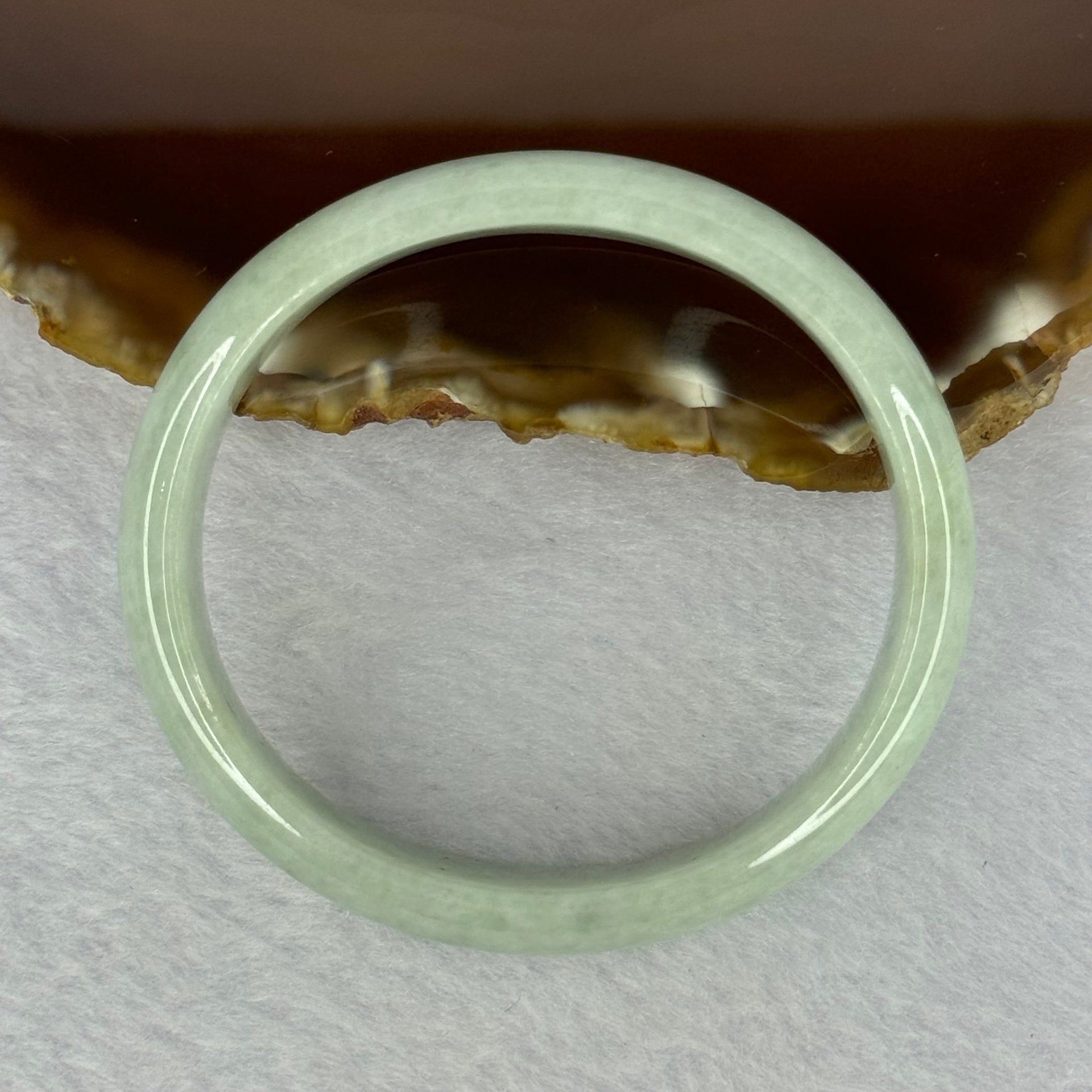 Type A Light Green Jadeite Oval Bangle 32.96g Internal Diameter 51.4mm 13.1 by 6.9mm (Very Slight External Rough) - Huangs Jadeite and Jewelry Pte Ltd