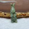 Type A  Dark Green Piao Hua Jadeite Rabbit with Carrot Mini Display 6.88g 33.3 by 14.6 by 11.4mm - Huangs Jadeite and Jewelry Pte Ltd