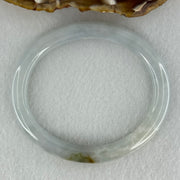 Type A Sky Blue with Green and Brown Patch Jadeite Oval Bangle Internal Diameter 58.0mm 32.09g 7.4 by 7.9mm (External Rough with Internal Lines) - Huangs Jadeite and Jewelry Pte Ltd