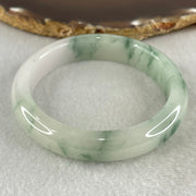 Type A Jelly Light Green with Blueish Green Piao Hua Floral Jadeite Bangle 55.51g Inner Diameter 56.3mm 12.6 by 8.4mm (Slight Internal Lines) - Huangs Jadeite and Jewelry Pte Ltd