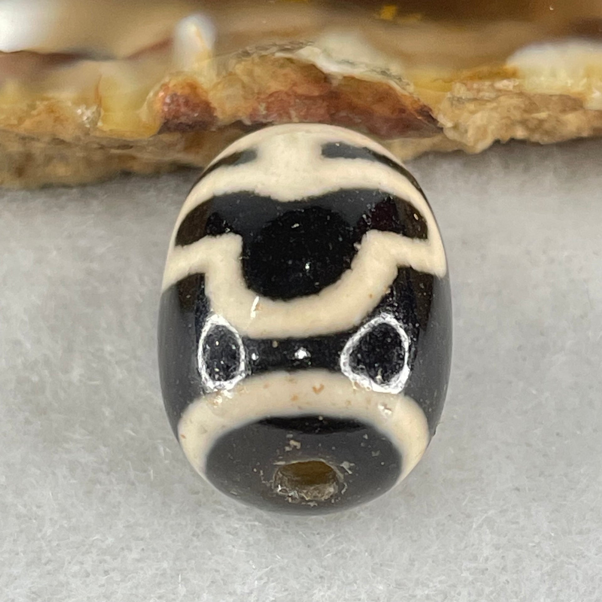 Natural Powerful Tibetan Old Oily Agate Double Bodhi Tree Dzi Bead Heavenly Master (Tian Zhu) 菩提树天珠 4.35g 17.4 by 12.9mm - Huangs Jadeite and Jewelry Pte Ltd
