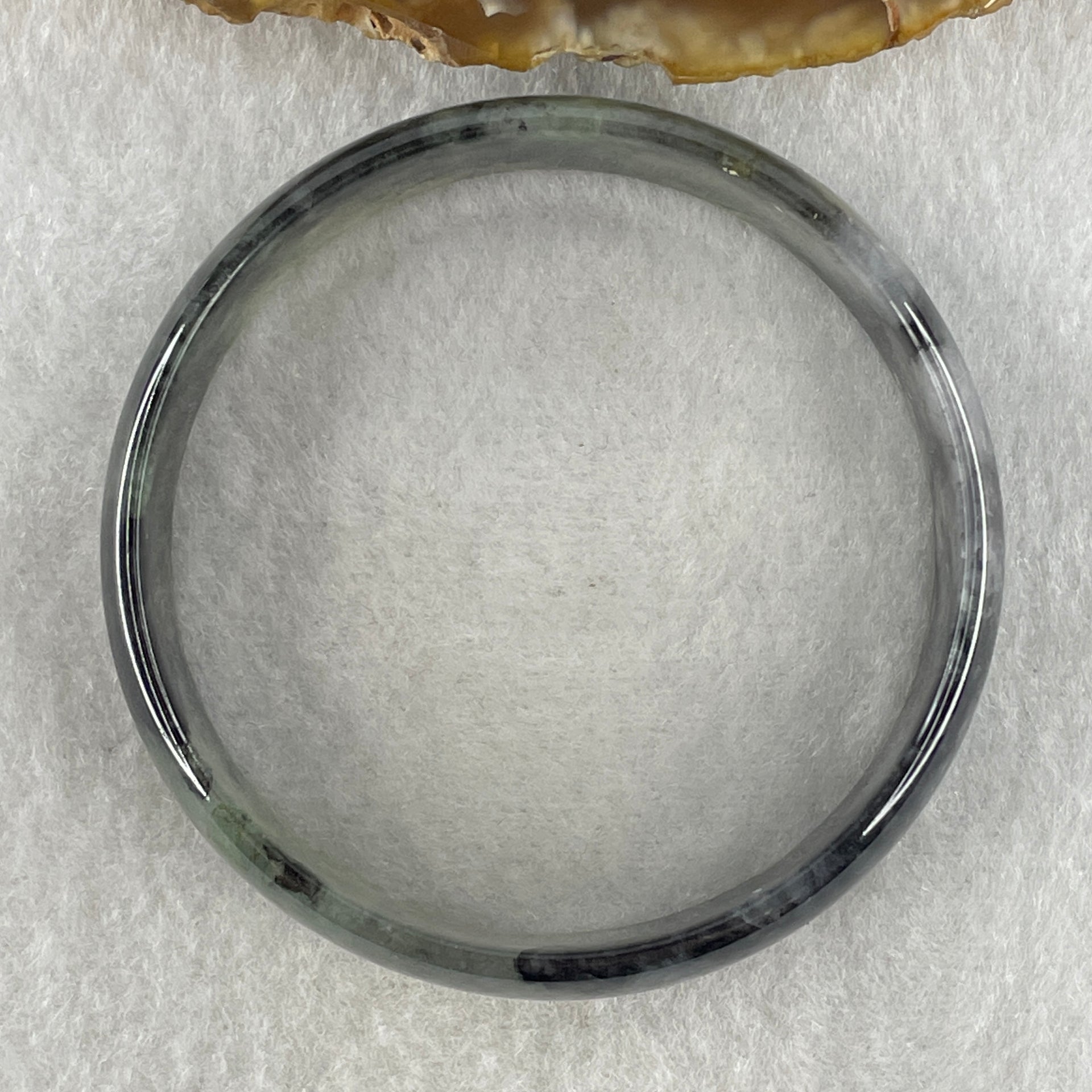 Type A Natural Semi Icy Wuji Grey Black Jadeite Bangle 27.65g Inner Diameter 53.3mm 14.3 by 3.9mm (Close to Perfect) - Huangs Jadeite and Jewelry Pte Ltd