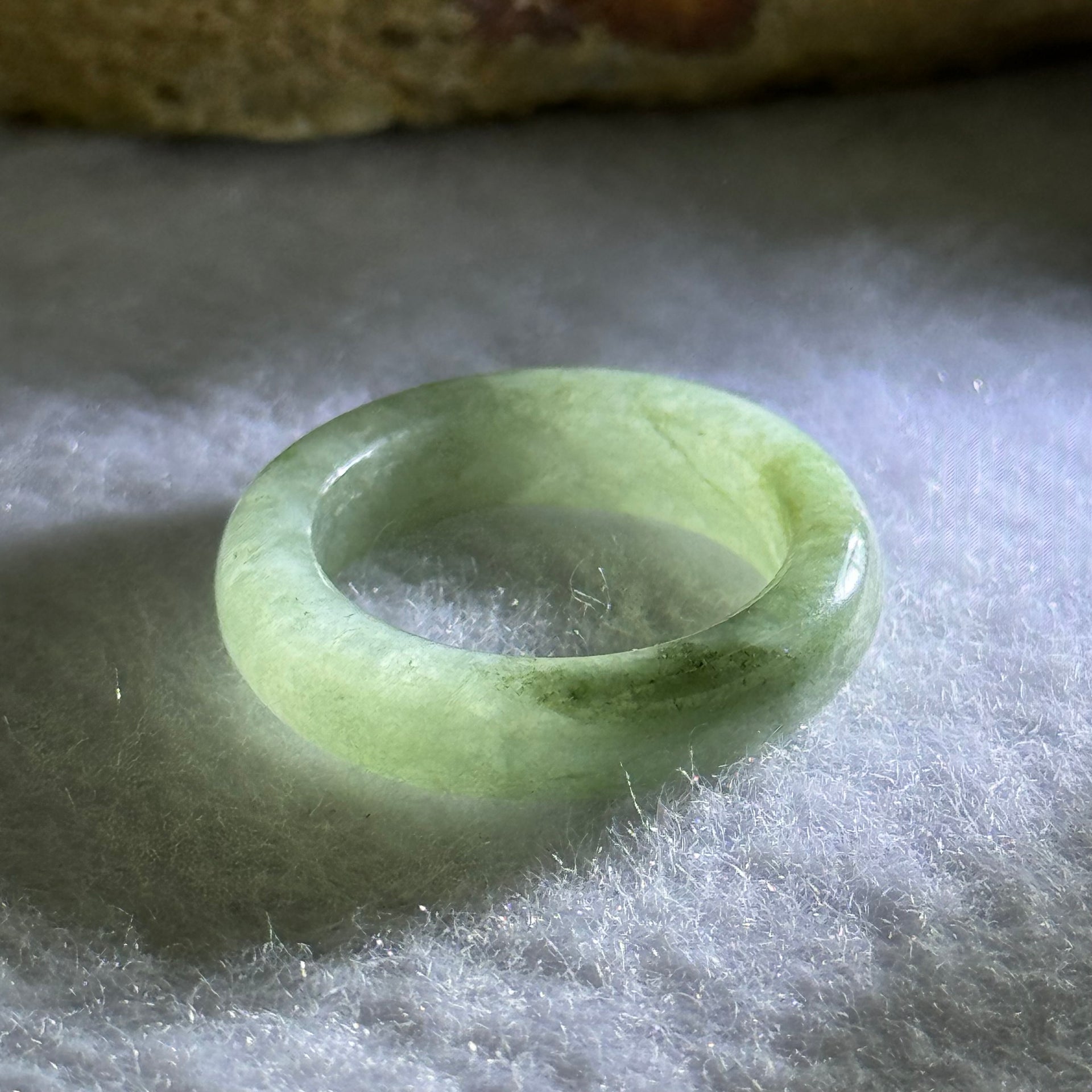 Type A Green Jadeite Ring 3.45g 5.2 by 3.8mm US7 HK15.5 - Huangs Jadeite and Jewelry Pte Ltd